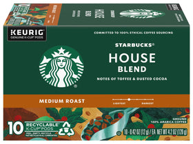 Starbucks House Blend Arabica beans revealing cocoa and toffee notes