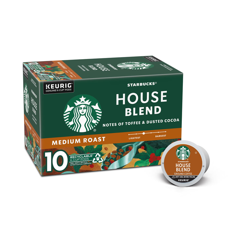 Starbucks House Blend K-Cup box front for quick, balanced mornings and a reliable daily ritual