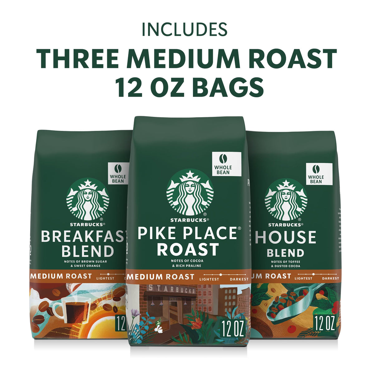 Starbucks House Blend whole bean 12oz bag for versatile brewing at home
