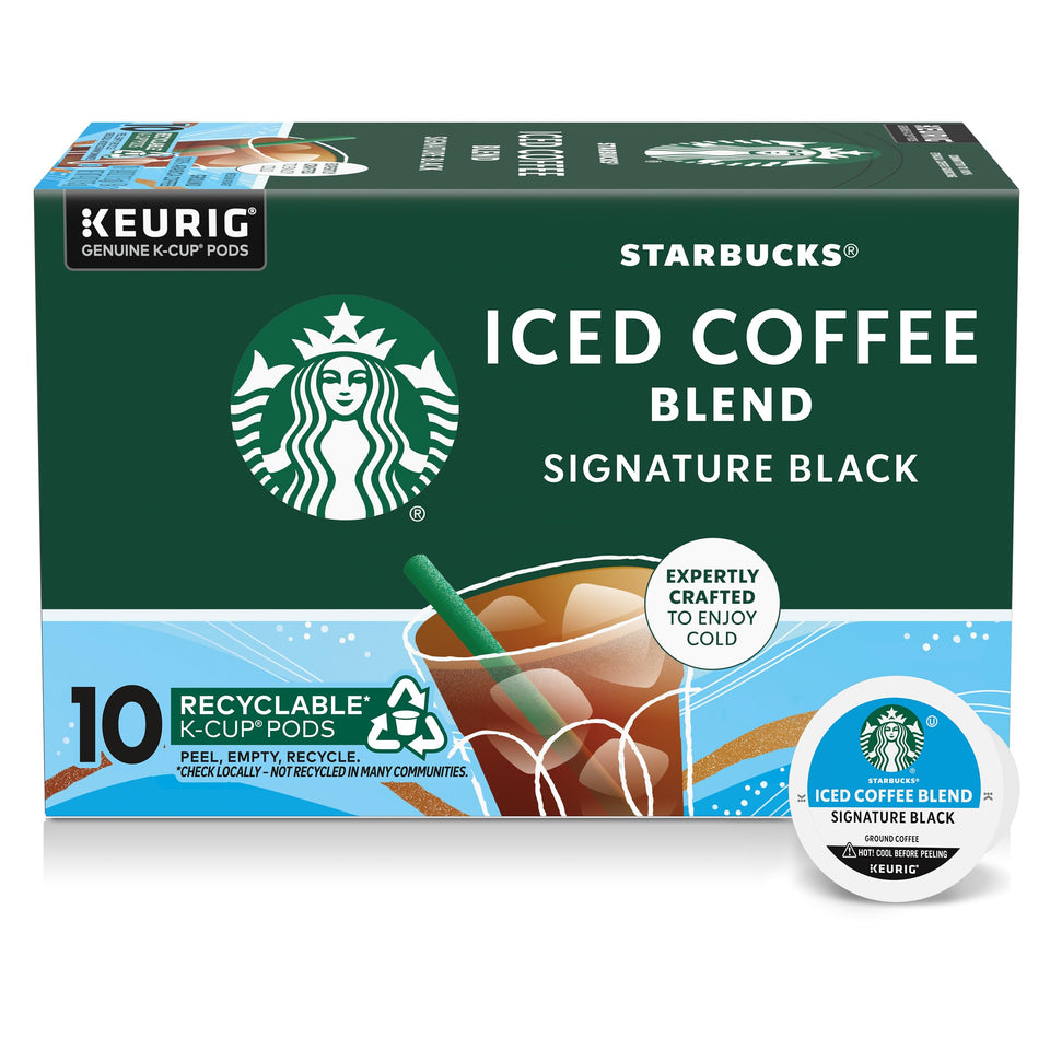 Starbucks Iced Coffee Signature Black K-Cup pod for quick, flavorful cold brew at home.