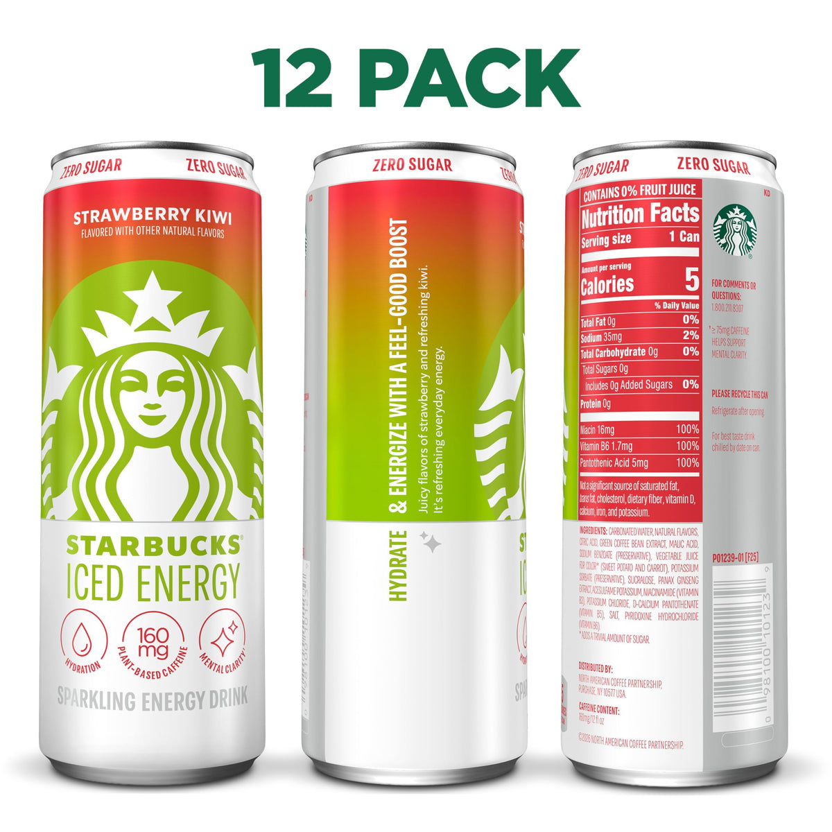 Starbucks Iced Energy Strawberry Kiwi can back view with nutrition details