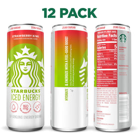 Starbucks Iced Energy Strawberry Kiwi can back view with nutrition details