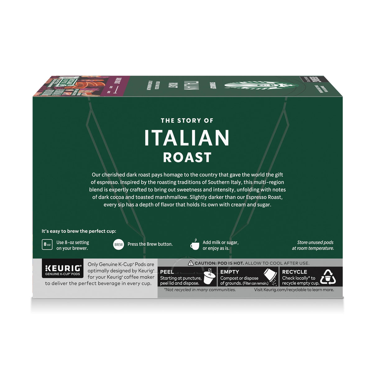 Starbucks Arabica beans in Italian Roast deliver consistent quality.
