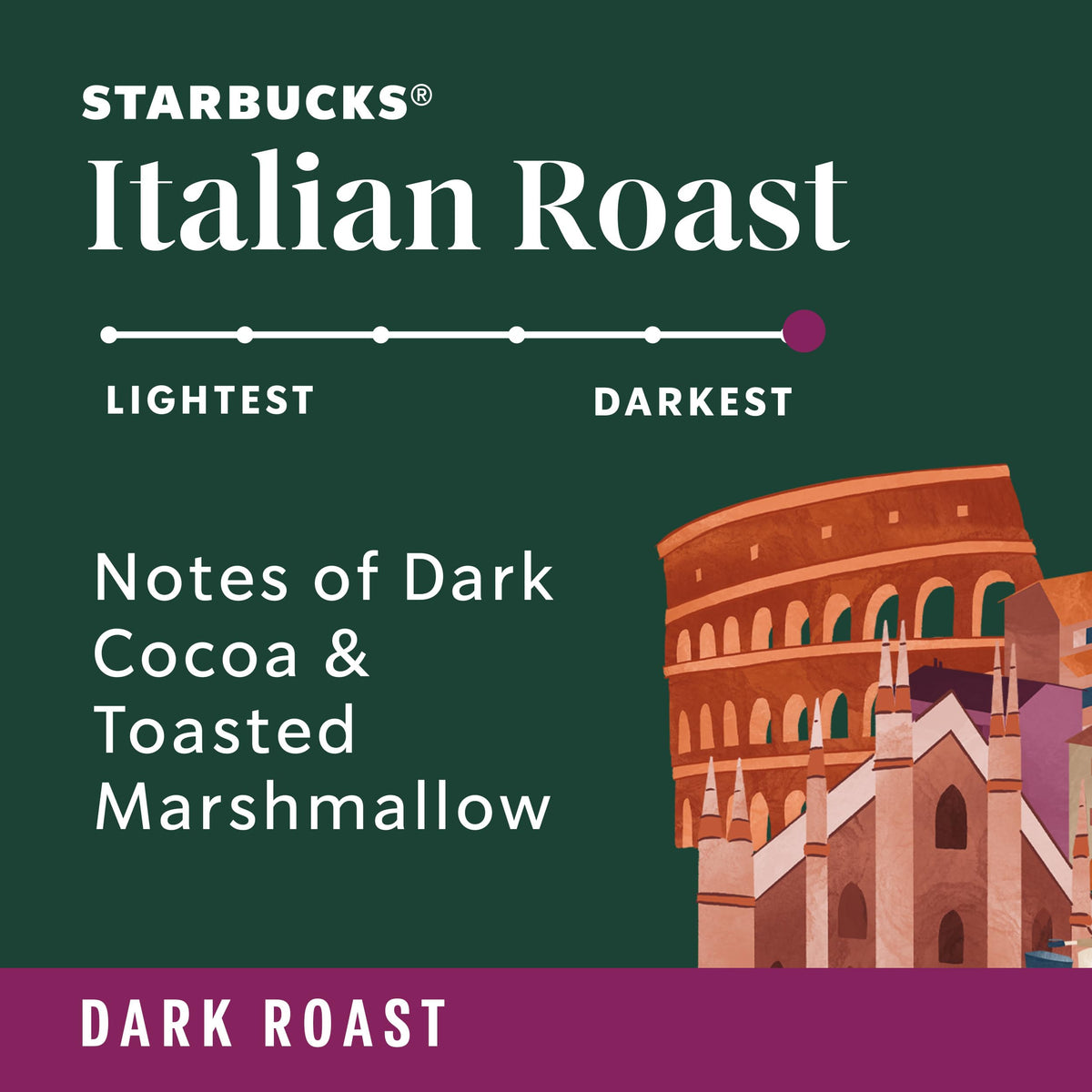 Starbucks Italian Roast hot coffee with deep flavor and smooth finish.