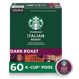 Starbucks Italian Roast K-Cup pods in box for Keurig brewers with bold flavor