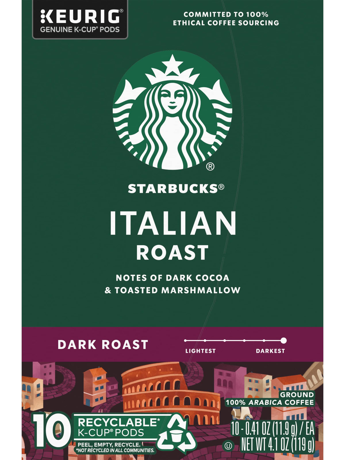 Two-box Starbucks Italian Roast display on a kitchen counter.