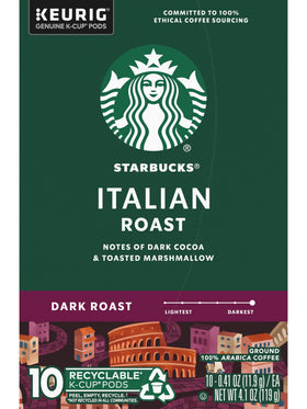 Two-box Starbucks Italian Roast display on a kitchen counter.