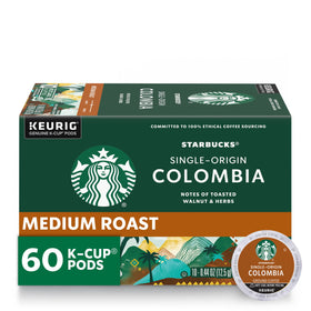 Starbucks K-Cup Colombia medium roast pods for quick, consistent brews.