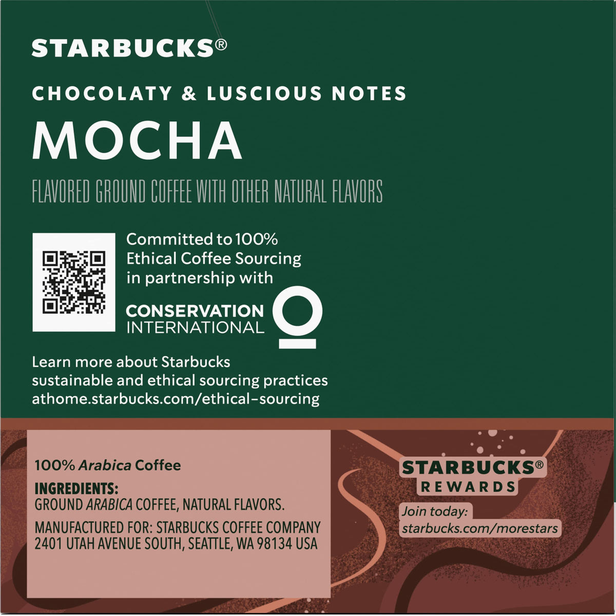 Starbucks K-Cup Mocha box beside a pastry for a cozy snack moment.