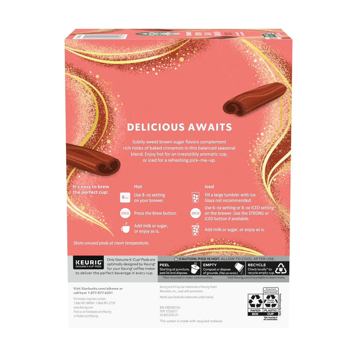 Starbucks K-Cup pods compatible with Keurig machines for easy brewing.