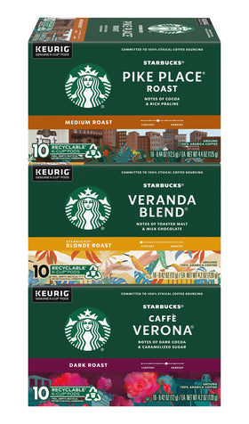 Starbucks K-Cups 30-count variety box front for Keurig brewers