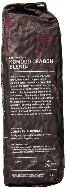 Starbucks Komodo Dragon Blend raw beans: Indonesian richness with syrupy body and earthy spice