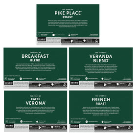 Starbucks logo with pods and box for easy shopping.