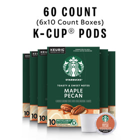 Starbucks Maple Pecan K-Cup pack demonstrates convenient single-serve flavor for Keurig users.