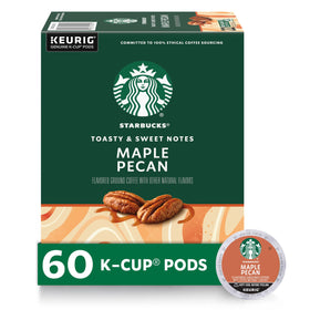 Starbucks Maple Pecan pods closeup highlights premium aroma and convenience.