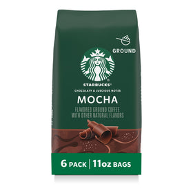 Starbucks Mocha ground coffee six-bags for home brewing and everyday indulgence.