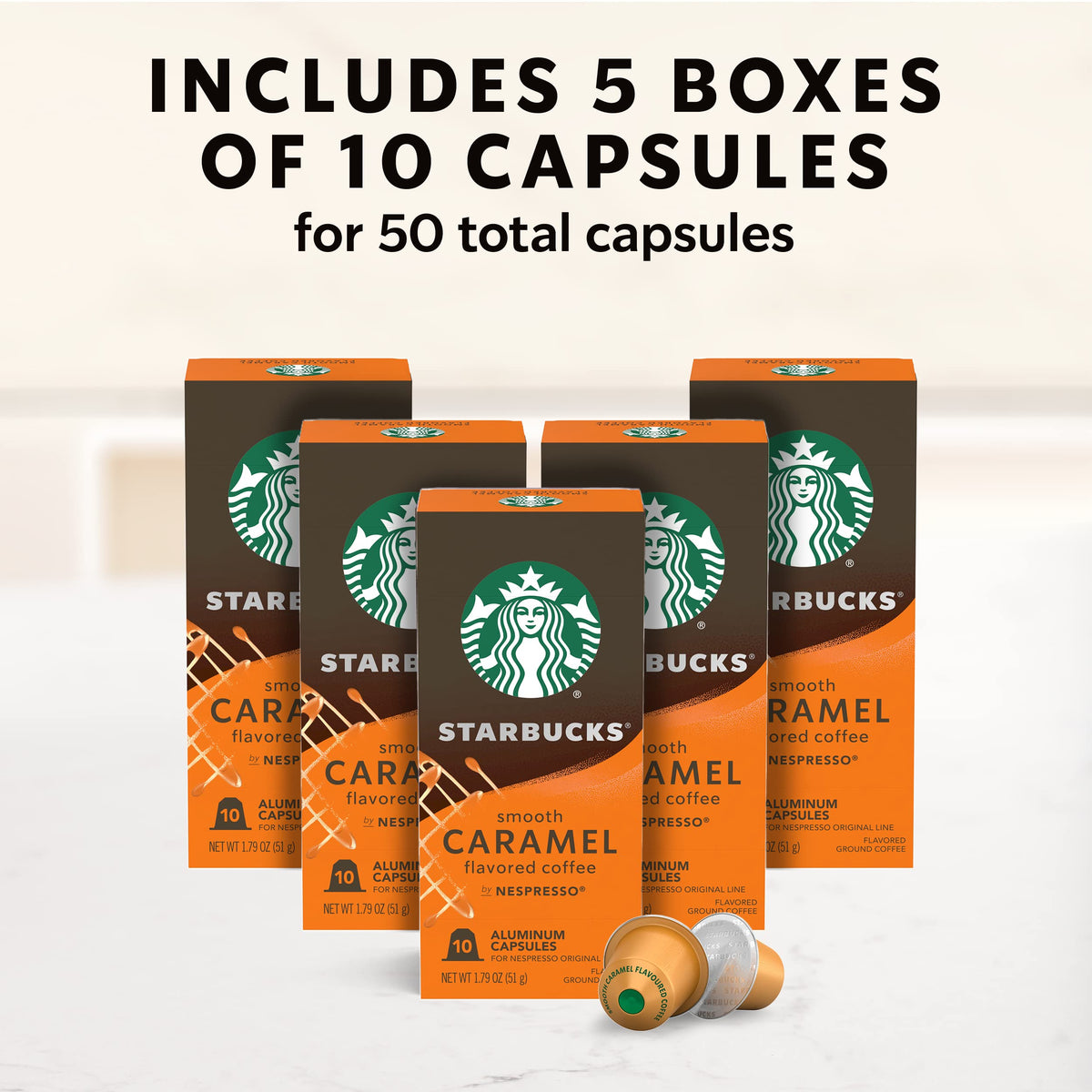 Starbucks caramel capsule packaging open, showing convenient single-serve format