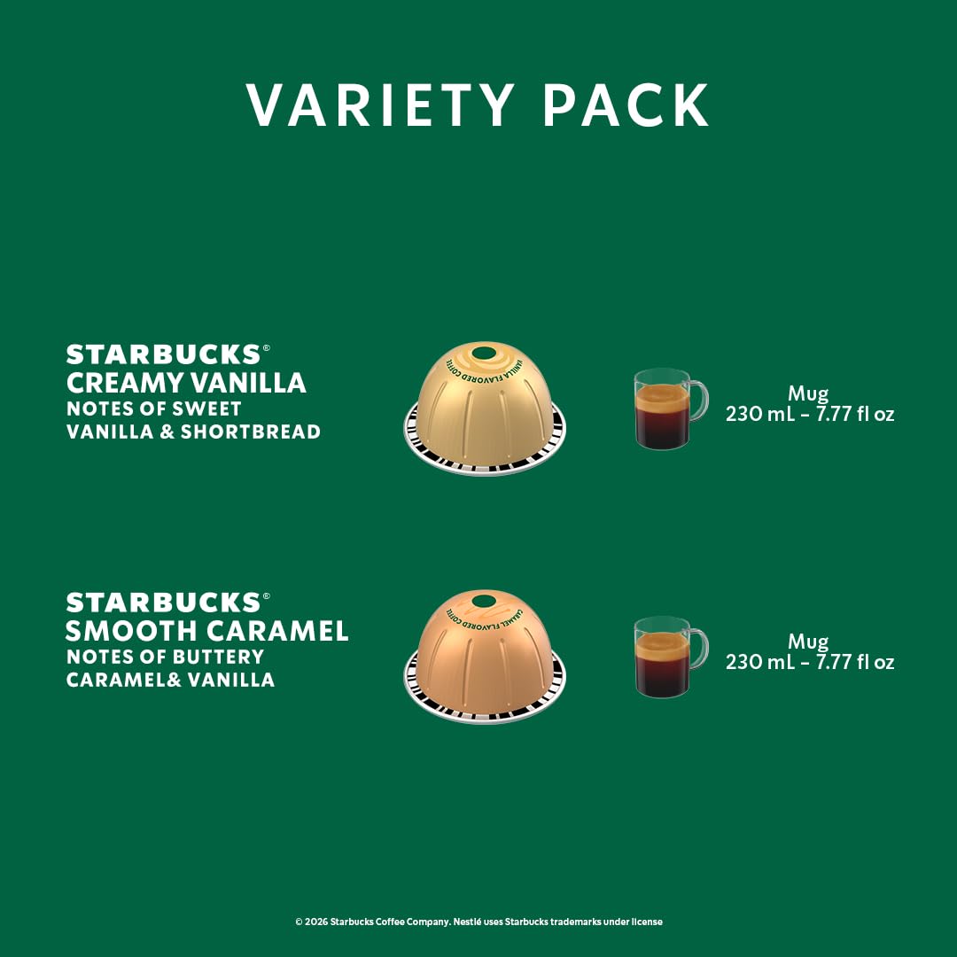 Starbucks by Nespresso caramel flavored capsule for Vertuo, ideal afternoon treat.