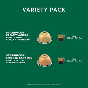 Starbucks by Nespresso caramel flavored capsule for Vertuo, ideal afternoon treat.