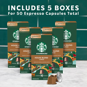 Starbucks House Blend pod in machine demonstrates smooth, balanced flavor with easy brewing.