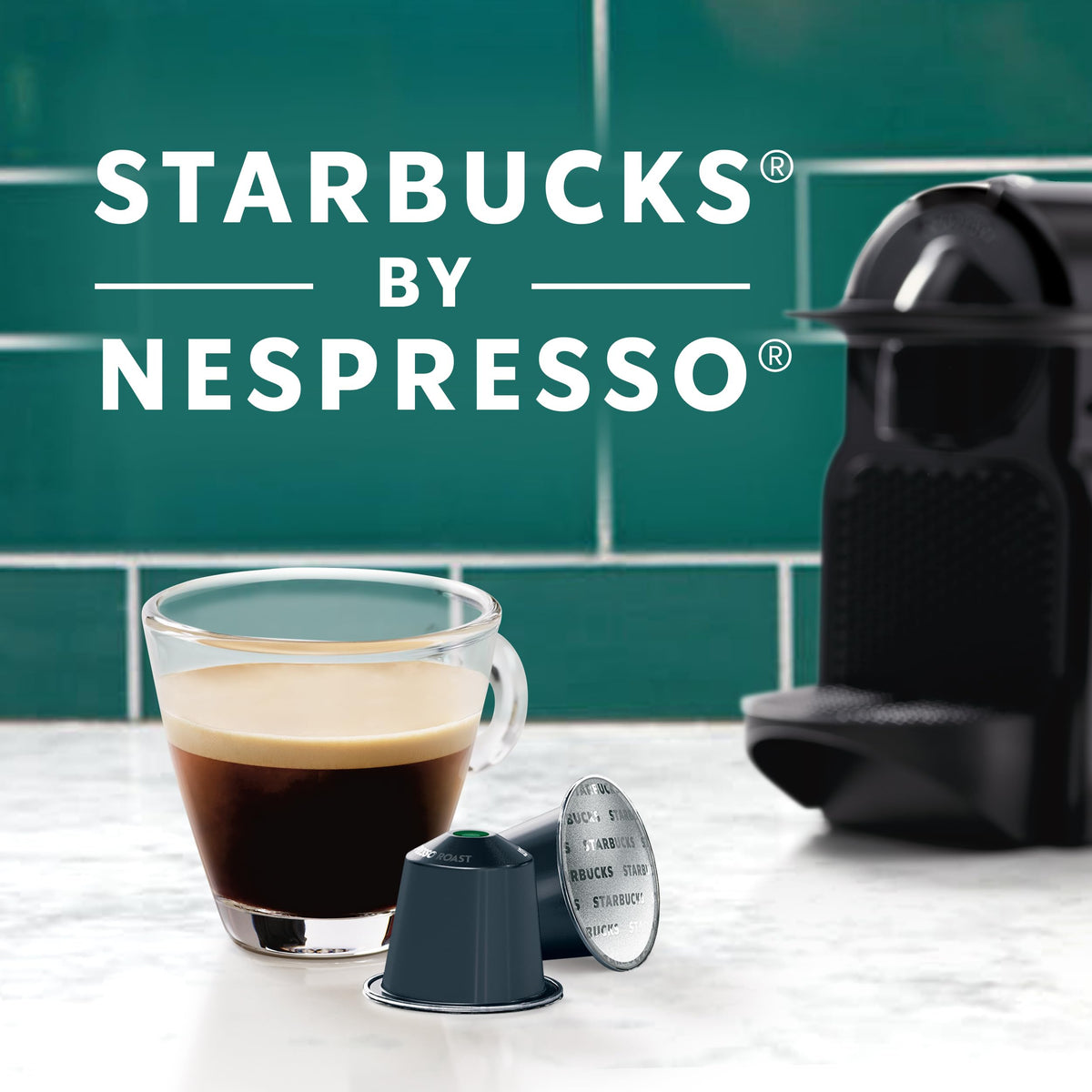 Starbucks Nespresso decaf pods in box showing compatibility with OriginalLine machines.