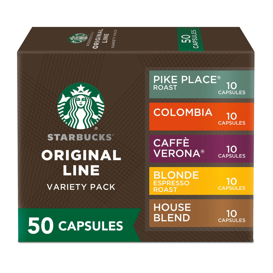 Starbucks by Nespresso OriginalLine variety pack 50 capsules for home espresso sessions