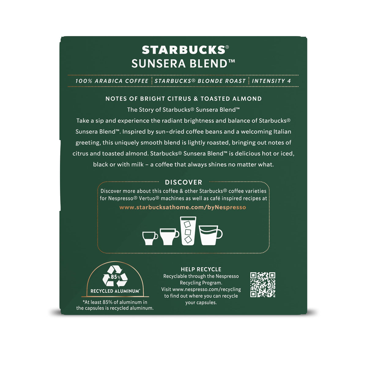 Starbucks Sunsera uses 100% arabica beans for balanced flavor.