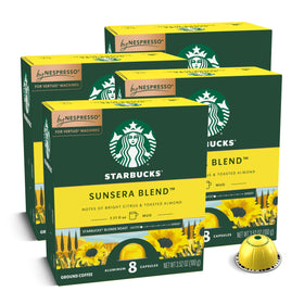 Starbucks Sunsera pack shot showing 32 pods for easy daily brewing.