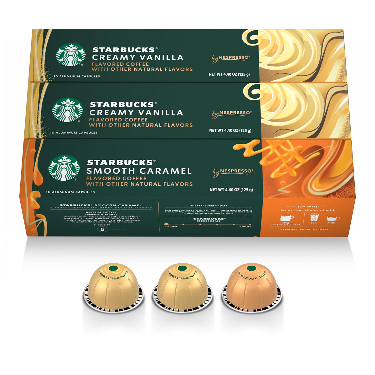 Starbucks by Nespresso vanilla flavored capsule for Vertuo machines, ideal for morning ritual.