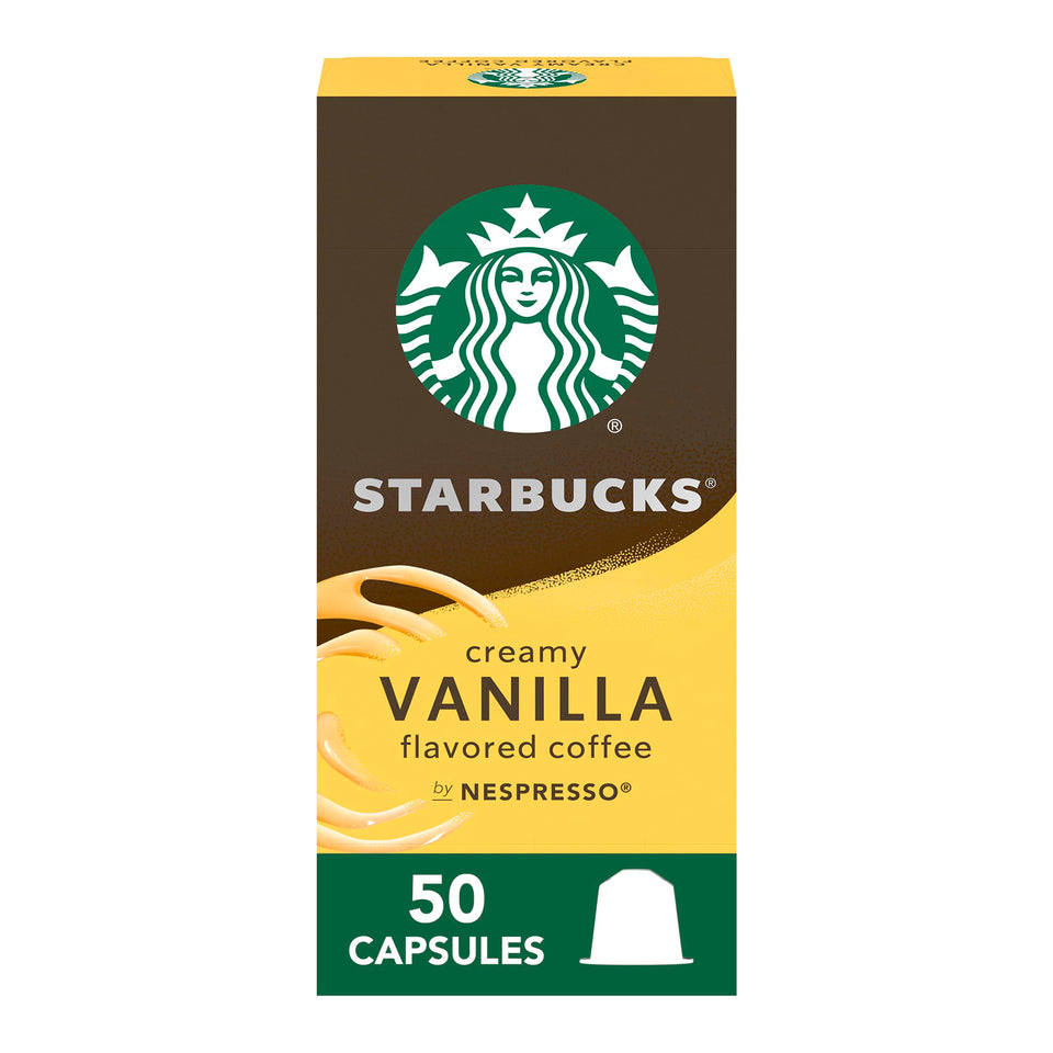 Starbucks by Nespresso vanilla pods packaging, ready for at-home brewing.