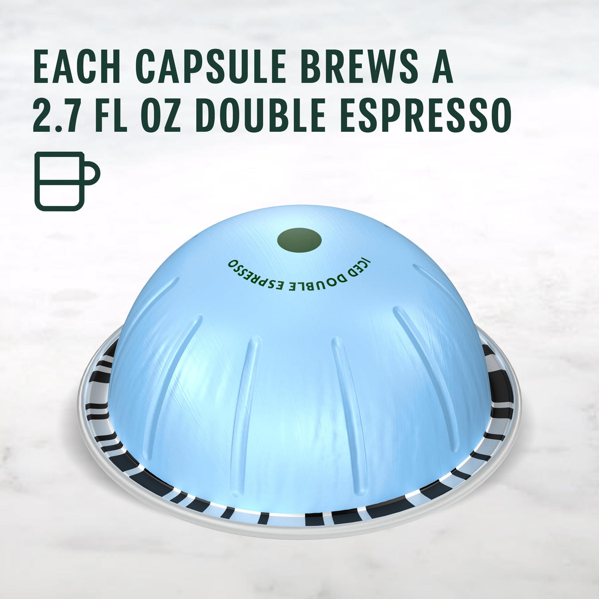 Starbucks by Nespresso Vertuo 2.7 oz cup beside glass of iced coffee