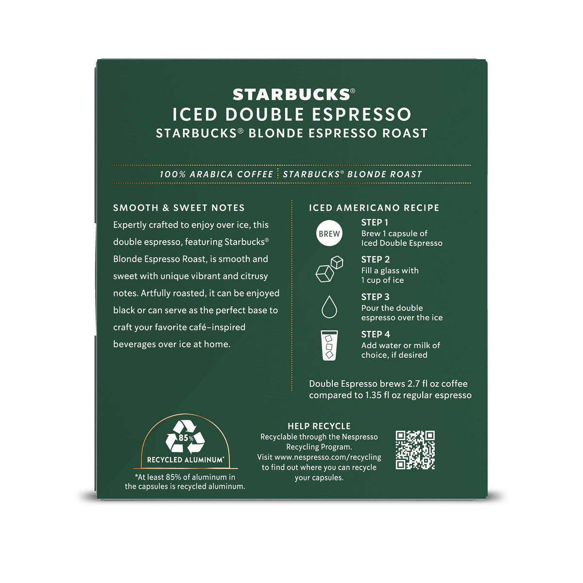 Starbucks by Nespresso Vertuo blonde roast iced espresso pod pack