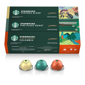 Starbucks by Nespresso Vertuo box front highlights home coffee variety.