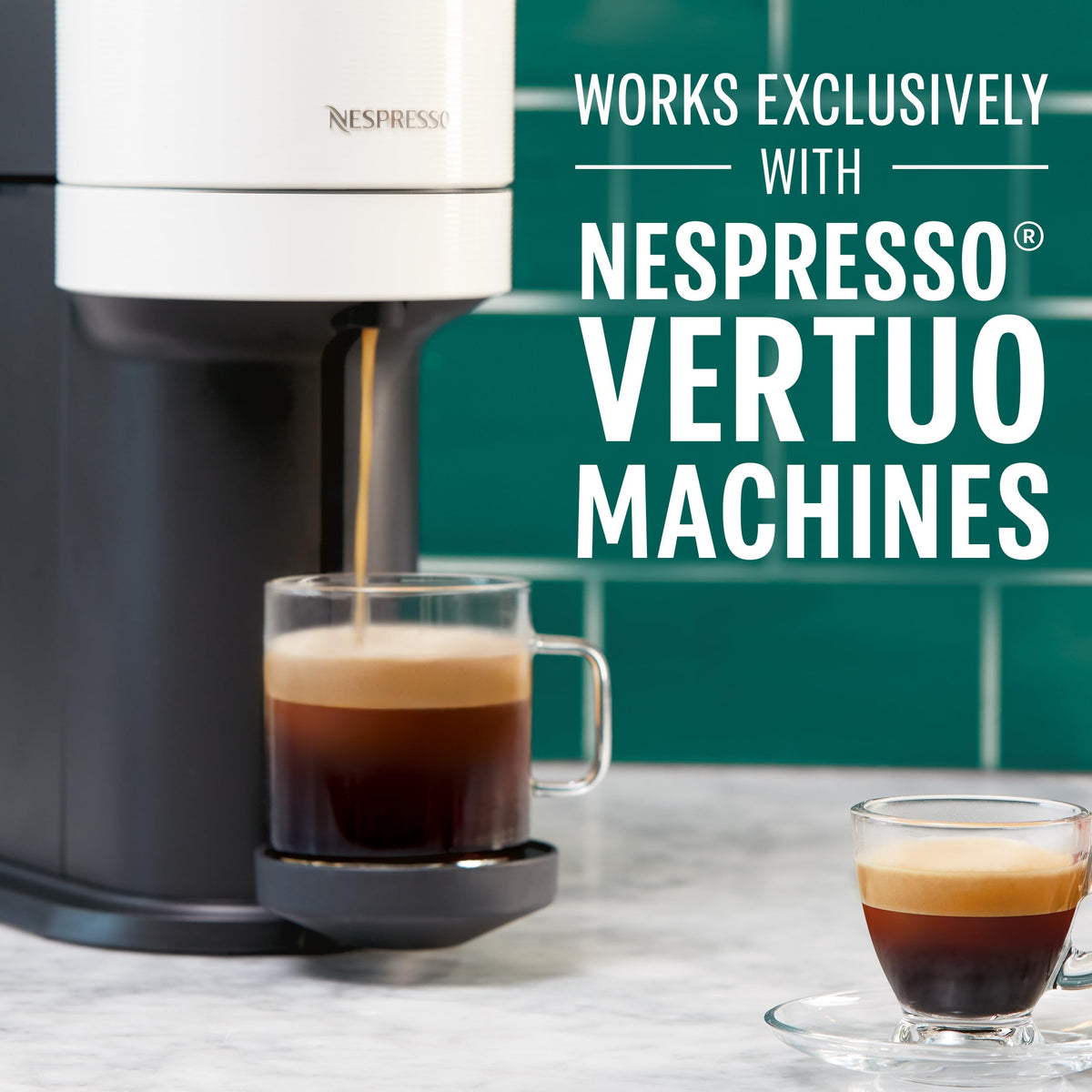 Vertuo compatibility badge demonstrates seamless machine integration and convenience.