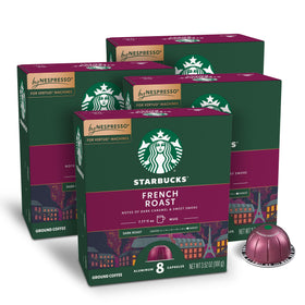 Starbucks by Nespresso French Roast pods in a box for Vertuo machines, bold daily cup.