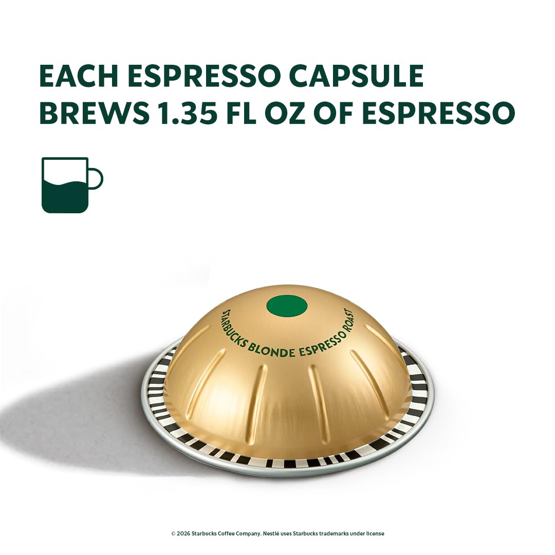 Starbucks by Nespresso Vertuo machine brewing image highlights crema and 1.35 oz mug