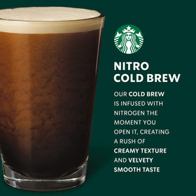 Starbucks Nitro Cold Brew Dark Cocoa Sweet Cream can poured for rich chocolate undertones