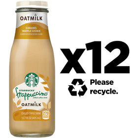 Starbucks Oatmilk Frappuccino Caramel Waffle Cookie bottle back view showing size