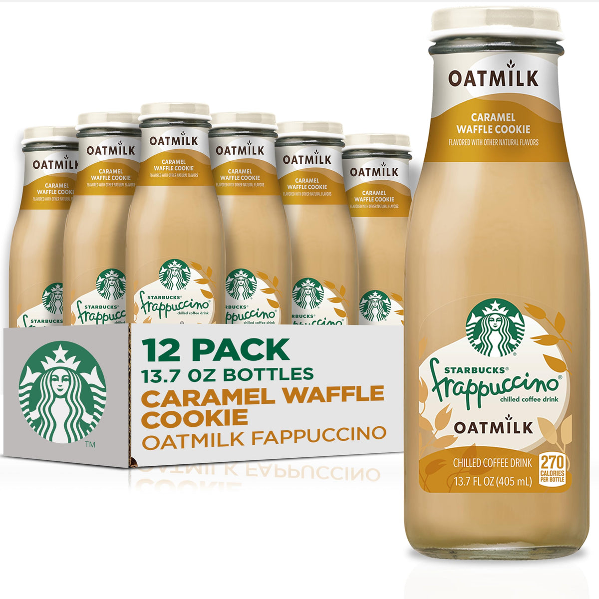 Starbucks Oatmilk Frappuccino Caramel Waffle Cookie bottle – creamy oatmilk coffee, ready to enjoy