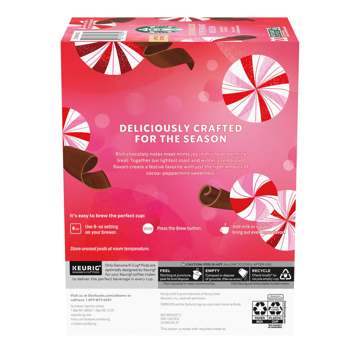 Starbucks Peppermint Mocha gift-ready coffee kit on a festive table.