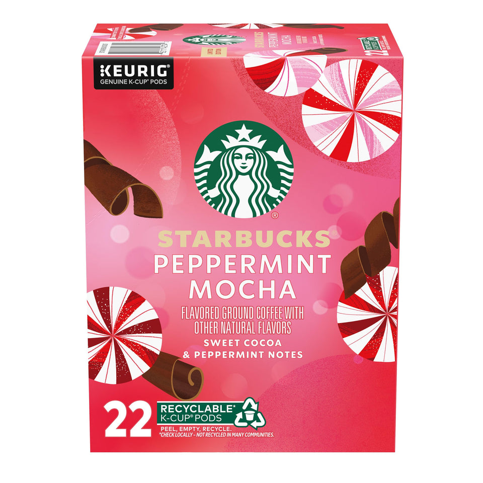 Starbucks Peppermint Mocha K-Cup box ready for gifting and holidays.