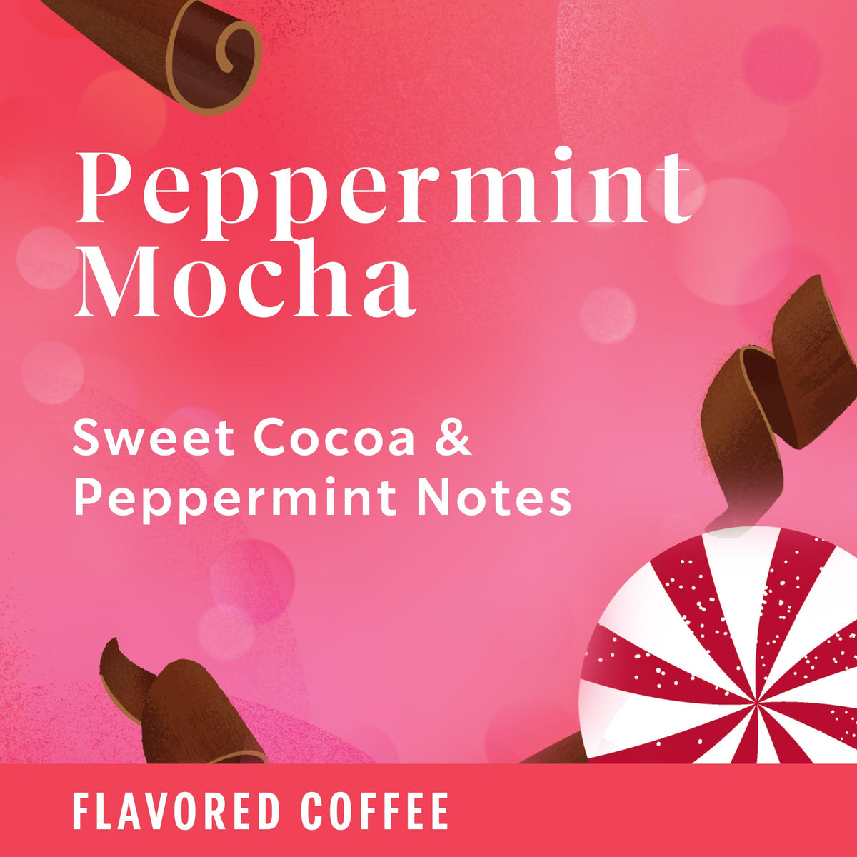 Starbucks Peppermint Mocha K-Cup feature label highlights limited edition holiday flavor.