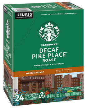 Starbucks Pike Place Decaf K-Cup packaging box for easy pantry storage