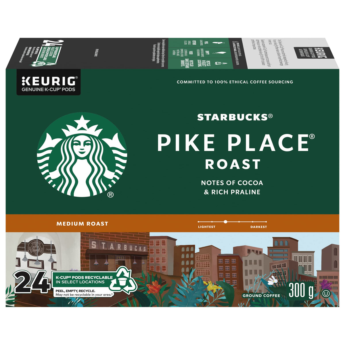 Starbucks Pike Place K-Cup carton 24 on packaging front for easy daily use