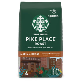 Starbucks Pike Place Roast ground coffee bag 18 oz for home brewing