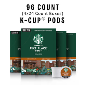 Starbucks Pike Place Roast K-Cup boxes highlight convenient single-serve coffee setup
