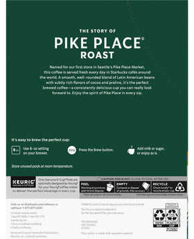 Starbucks Pike Place Roast K-Cup aroma emphasizes cocoa notes and a nutty finish.