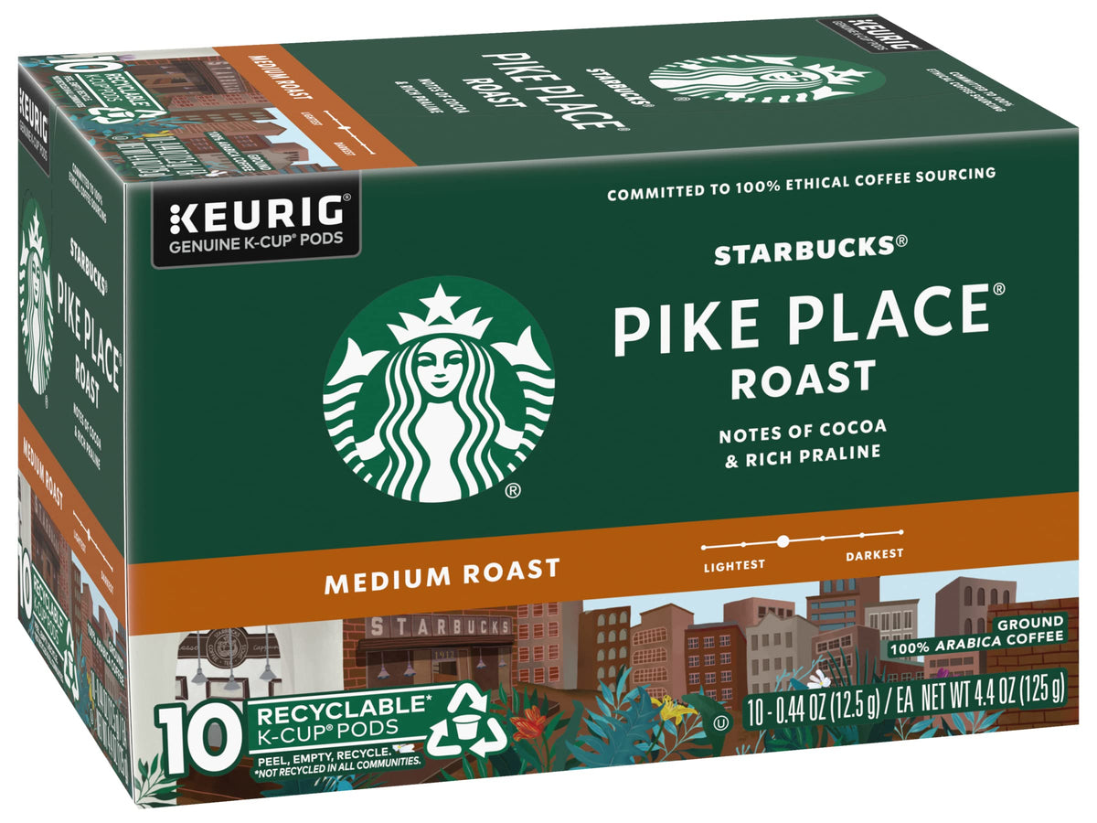 Starbucks Pike Place Roast K-Cups ready to brew a smooth, balanced cup.