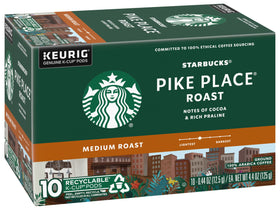 Starbucks Pike Place Roast K-Cups ready to brew a smooth, balanced cup.