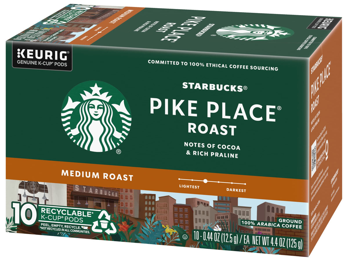 Starbucks Pike Place Roast K-Cups in morning routine setup for busy households.